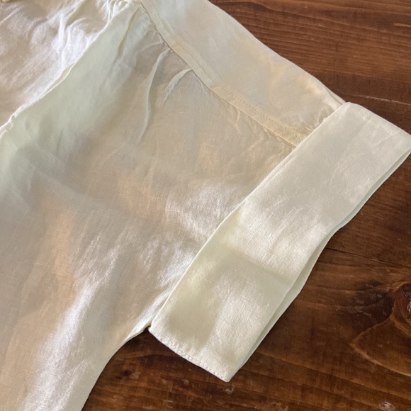 J. Crew BAIRD McNUTT Irish Linen top. New without tags!  Yellow, cream buttons - Picture 7 of 13